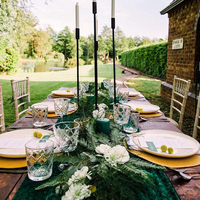 Décoration de mariage de luxe taille personnalisée chemin de table en velours concassé vert émeraude