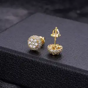 Fine Jewelry Earrings Gold 925 Sterling Silver Hip Hop Screw Back CZ Moissanite Diamond Stud Earrings For Men Women