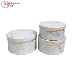 Custom Luxury wedding bouquet rose marble Flower Box set 3 Valentine's Day Packaging Round Flower Box