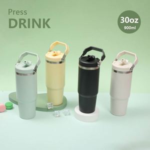 Mug isotherme transfrontalier grande capacité en acier inoxydable 304, avec paille et poignée portable, 30oz, design Ice Boss, logo personnalisable - Product Image 3