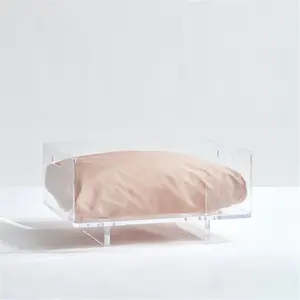 Yeni şeffaf plastik köpek kedi akrilik evcil hayvan yatak saplı