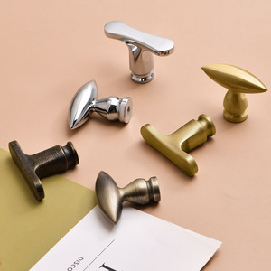 Minimalist T-Shaped Brass Cabinet Door Handles Durable Plated For Sliding Drawers And Doors - Product Image 2
