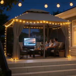 Gazebo para Patio <span class=keywords><strong>de</strong></span> 10x12 pies, Estructura Metálica con Doble Techo, Carpa Resistente para Fiestas y Refugio - Product Image 3