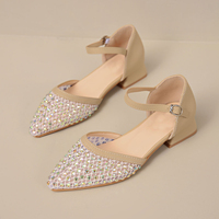 5522 Nouvelle conception de chaussures plates de plage luxueuses en résille avec strass scintillants, 3 couleurs, vente directe d'usine, grandes tailles 35-42