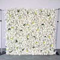 Mur de fleurs artificielles en soie faites à la main, Hortensia, Pivoine, Rose - Bleu, Blanc, Rose poudré, Écologique, Mariage, Saint-Valentin