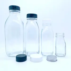 再利用可能100ml 300ml 500ml 1リットルスクエア透明フルーツジュースヨーグルトミルクグラス飲用ボトル