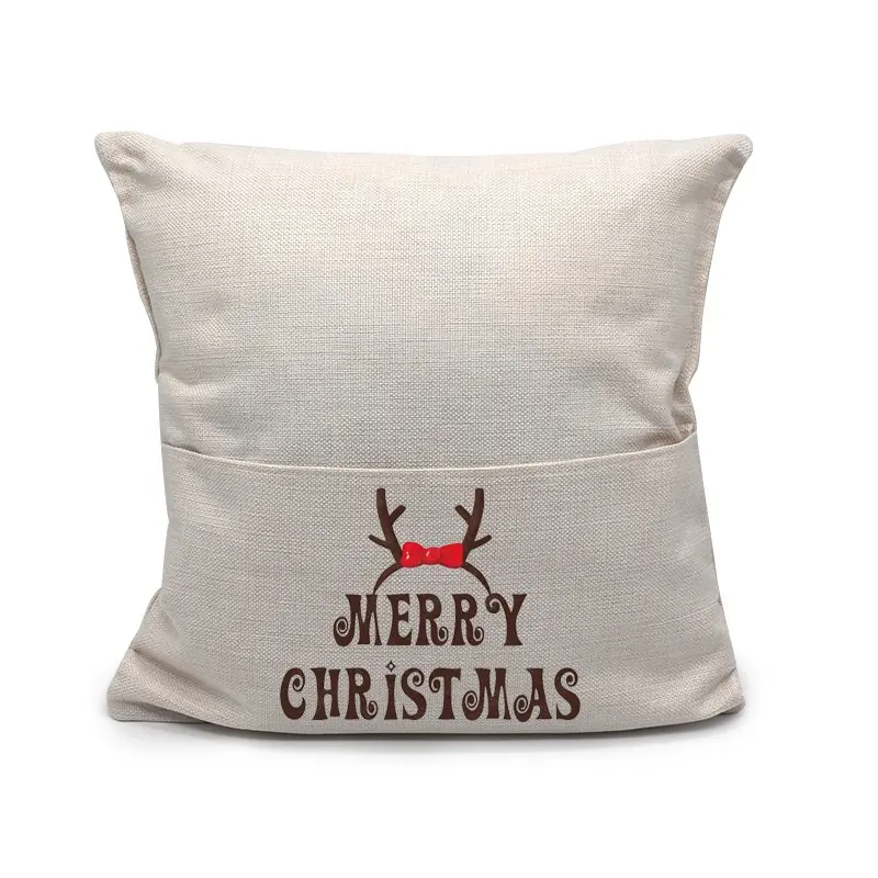 16 Inches Sublimation Pocket Linen Pillow Case DIY Custom Christmas Throw Pillow Case Cover