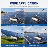 Brosse de nettoyage de panneaux solaires motorisée photovoltaïque à tête rotative, alimentation CC durable avec version batterie au lithium pour usine