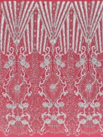 Dentelle en tulle vintage à motifs floraux et feux d'artifice symétriques, ornée de strass, perles et sequins, avec broderie de perles lourdes, pour robe de soirée sirène ou de mariée