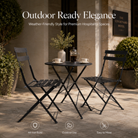 Ensemble de patio moderne en métal personnalisé en 3 pièces, chaises de bistrot pliables en fer et table à manger pour utilisation en extérieur dans un café