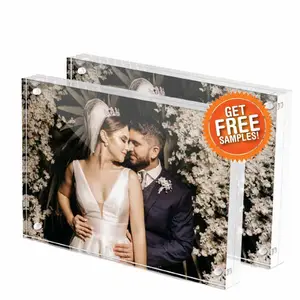 Marco DE FOTOS acrílico de plexiglás cristalino 4x6 5x7 2x6 pulgadas marco acrílico magnético para regalos de boda conjuntos de recuerdos de invitados