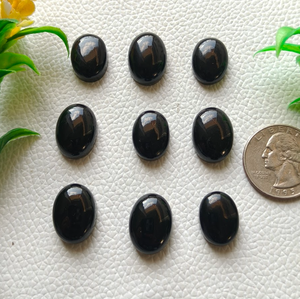 หินอัญมณีออบซิเดียนสีดำทรงวงรีขนาด4x6มม. ถึง20x30มม. หินธรรมชาติสำหรับการทำเครื่องประดับ (แพ็คละ10ชิ้น) - Product Image 6