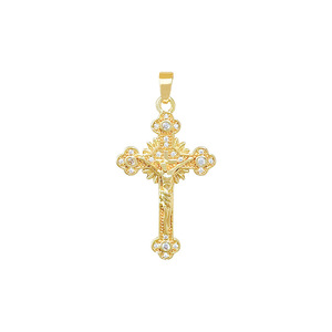 [Pendentif en cuivre véritable or] <span class=keywords><strong>Croix</strong></span> <span class=keywords><strong>de</strong></span> Jésus, prière, <span class=keywords><strong>croix</strong></span> religieuse, bijoux faits main transfrontaliers, micro-incrustation <span class=keywords><strong>de</strong></span> zirconium assortie - Product Image 5