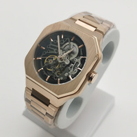 Reloj deportivo de lujo BOMAXE para hombre, reloj de buceo automático transparente personalizado con bandas de goma de silicona de cuero, pantalla analógica