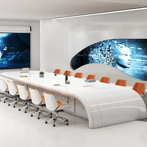 HYZ15 Customized Modern White Rectangle Luxury Wooden Meeting Room Office Conference Table