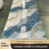 Panel de Pared de PVC con Recubrimiento UV Brillante de 4x8 Pies (1.22x2.44m), Resistente al Agua y al Fuego, con Diseño de Mármol, para Baños y Hoteles