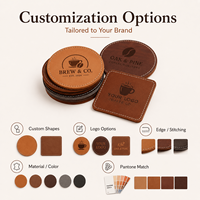 Ensemble de sous-verres en cuir de haute qualité avec logo personnalisé, sous-verres ronds en cuir véritable PU, tapis pour tasse à café, cadeau d'entreprise en gros