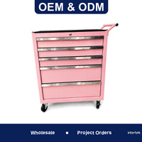 Coffre à outils à 5 tiroirs et armoire à outils roulante en acier avec tiroirs profonds et serrure à clé pour garage et atelier