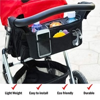 Organisateur de poussette double écologique pour bébé avec dragonne amovible, sac de rangement multi-usages