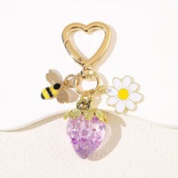 Mignonne fille sac accessoire pendentif doux coeur-forme trois fraise tournesol porte-clés nouvelle résine porte-clés