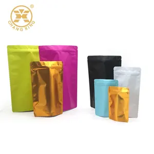 Bolsas de aluminio para embalaje de aperitivos, bolsas de papel de aluminio de grado alimenticio, papel de aluminio impreso colorido, con cremallera, sello térmico
