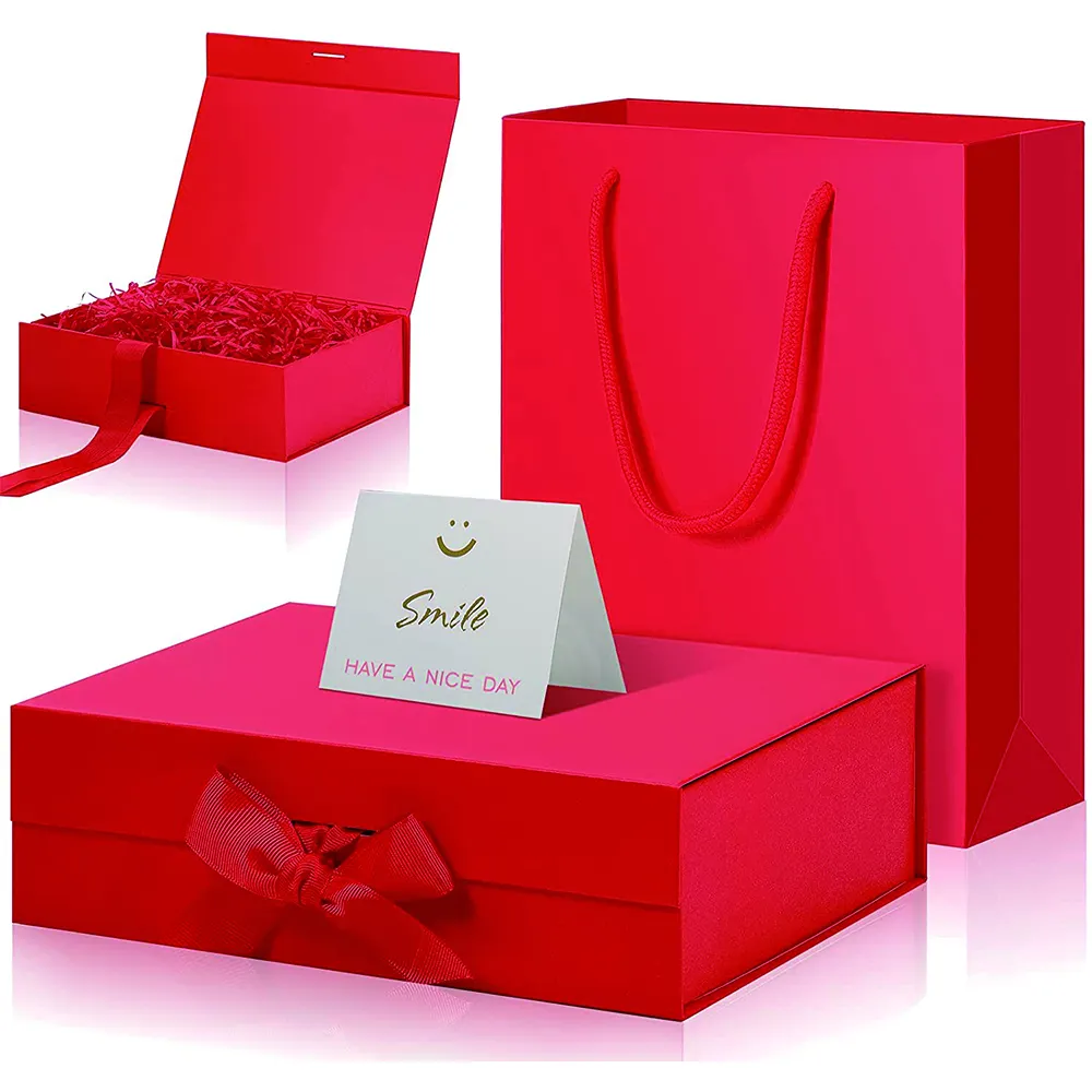사용자 정의 신부 파티 웨딩 선물 가방 포장 종이 마그네틱 클로저 접이식 핑크 신부 들러리 선물 상자 리본