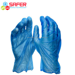 Gants d'examen jetables en vinyle PVC bleu Safer Medico - Imperméables, doux et confortables, qualité alimentaire - Product Image 2