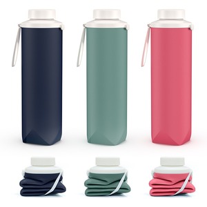 Botella de Agua Plegable de Silicona Gruesa de Grado Alimenticio de 700 ml, Botella de Agua Deportiva Plegable, Logotipo Personalizado OEM ODM, Regalo Promocional - Product Image 2