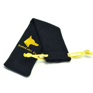 Sac d'emballage personnalisé en microfibre suédée noire avec logo doré pour crayons et sourcils, avec cordon de serrage - Product Image 6