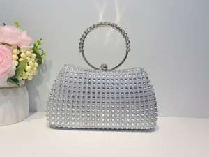 Sac de soirée de luxe entièrement orné de strass, étanche, avec fermeture éclair, pochette à main scintillante en cristal, sac bandoulière pour dîner, chaîne unisexe, mariage - Product Image 4