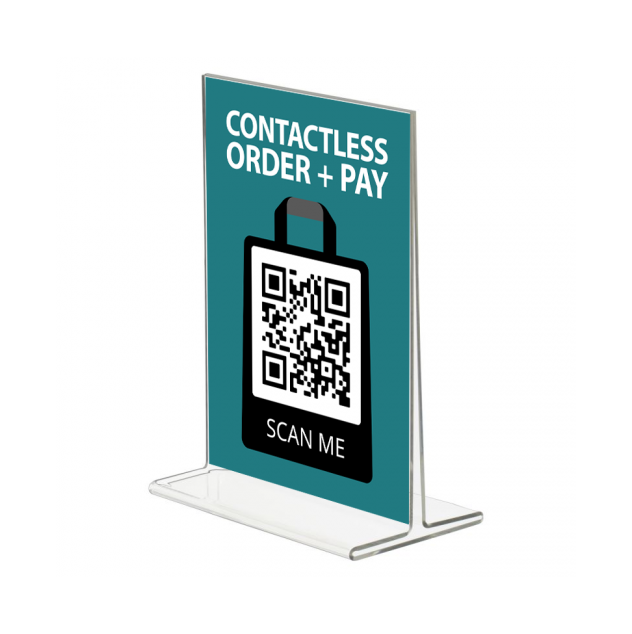 Custom Acrylic L-shape Sign Holder Qr Code Display Stand for Super Market