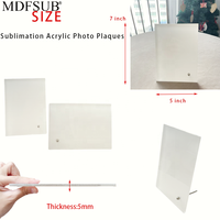 Cadre photo en acrylique MDFSUB DIY pour impression par sublimation 5x7'' 3,8 mm blanc brillant vierge étanche pour installation sur table