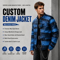 Veste en jean ciré DiZNEW style gothique punk multi-boucles, patchwork Y2K, manteau en jean ciré, streetwear cyberpunk, fabricant OEM