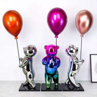 Promotion : Sculpture d'art nordique en résine plaquée, motif ours ballon de dessin animé, cadeau pour enfants, pour hôtel, entrée de maison