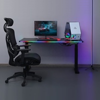 Hauteur de bureau réglable en acier noir, pieds de Table élévatrice électrique, mobilier de bureau, table de travail avec éclairage LED, support de bureau