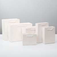 Sac en carton blanc et brun imprimé sur mesure pour vêtements, chaussures, cadeaux, avec poignées en ruban laminé, sac d'emballage écologique