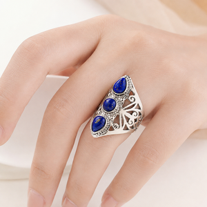 Anello cavo inciso, anello personalizzato da donna in stile retrò, accessori per le dita dal design creativo - Product Image 2