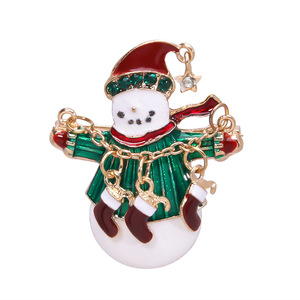Broche <span class=keywords><strong>de</strong></span> Noël en alliage motif fleur, bonhomme <span class=keywords><strong>de</strong></span> neige et cloche, mignonne et fantaisie, pour vêtements féminins - Product Image 3