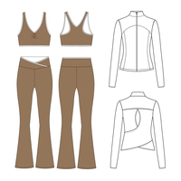 Ensemble de vêtements de sport pour femmes, conception personnalisée, respirant, grande taille, manches longues, dos ouvert, combinaison de yoga, veste de fitness, leggings personnalisés