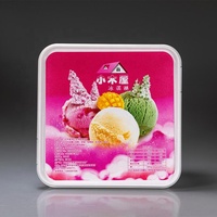 Conteneur en plastique IML carré jetable personnalisé de 1L, 1,5L, 2L pour emballage de crème glacée, idéal pour les barquettes carrées de crème glacée