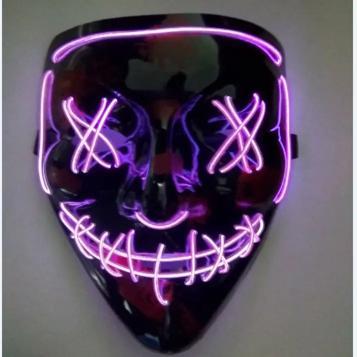 Máscara Cosplay con luz LED parpadeante EL alambre, 10 colores, para baile brillante, carnaval, fiesta