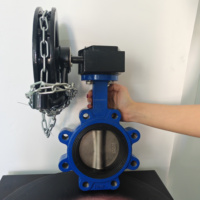 Katup Kupu-kupu Manual Tipe Lug DN500 DI/SS304 Body Chain Wheel/Gear Box/Actuator Dioperasikan DIN/BS/ANSI untuk Penggunaan Pengolahan Air