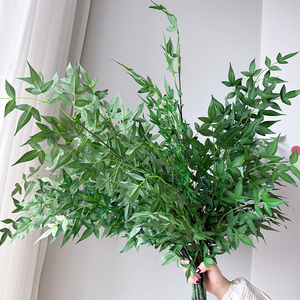 Feuilles de Nandina mates, fausses feuilles, feuilles d'érable hautement réalistes, branche ornementale de jardin, simulation de feuilles d'automne, vente en gros - Product Image 1