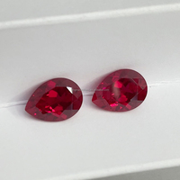 Starsgem Pierre précieuse synthétique en forme de poire, rubis de laboratoire cultivé, pierre en vrac