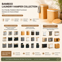 Cesto de Ropa Sucia de Bambú Independiente, Plegable, con 3 Estantes Laterales, Tamaño Personalizable, Clasificador de Ropa Sucia