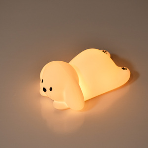 Lampe de nuit miniature rechargeable à capteur LED multicolore en silicone pour enfants, forme de chien, de lapin, d'animal, à intensité variable, pour la décoration de la chambre à coucher, du bureau - Product Image 4