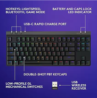 Teclado Inalámbrico para Juegos G515 RGB Mecánico LIGHTSPEED TKL para PC Portátil OEM Logotipo Personalizado Venta al por Mayor