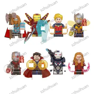 3D DIY dibujos animados Cool Anime Marvel Thor Iron Man Doctor extraño bloques de construcción muñeca Mini figura de acción cápsula juguetes para niños