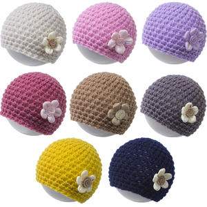 INS Neue Baby Blumenmuster Warme Strickmütze, Dicke Gestrickte Bommelmütze für Babys, Weiche Herbst- und Wintermütze für Mädchen - Product Image 6
