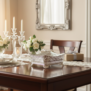 Sheffield Silver Plated Traditional Decorative Metal <b>Basket</b> Classic Royal Family Design Home Decor All-Season Wedding Gifts - Product Image 3